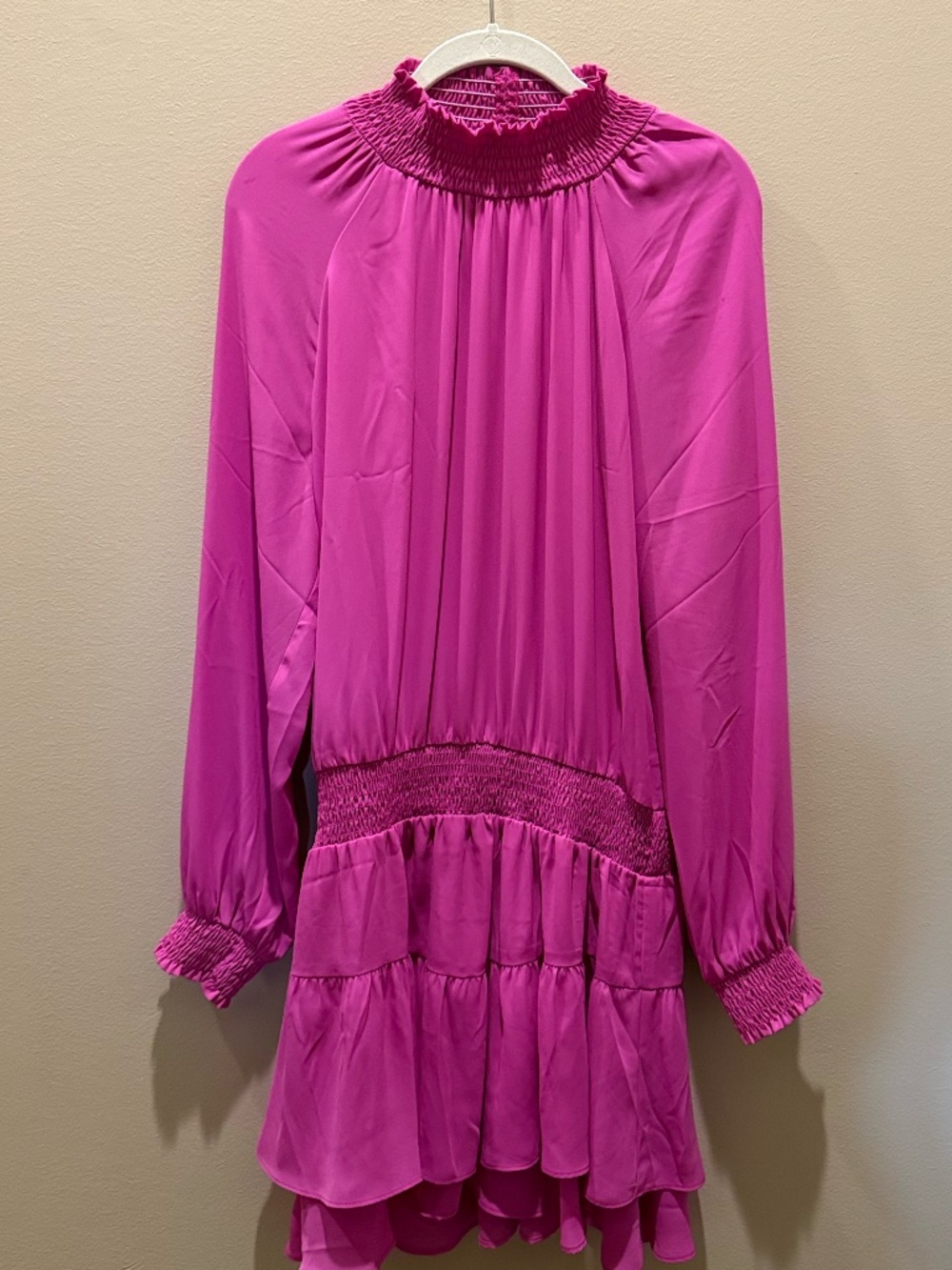 Krisa Turtleneck Ruffle Skirt Mini Dress | Pink | Large